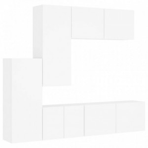5 darab fehér szerelt fa falra szerelhető TV-bútor