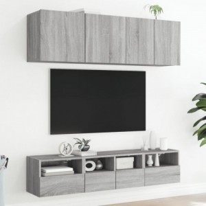 5 darab szürke sonoma színű szerelt fa fali TV-bútor