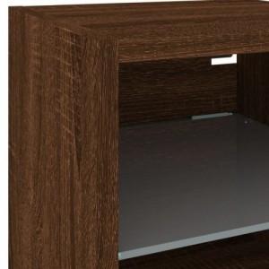 8 darab barna tölgyszínű szerelt fa TV-bútor LED-del