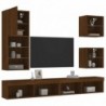 5 darab barna tölgyszínű szerelt fa TV-bútor LED-del
