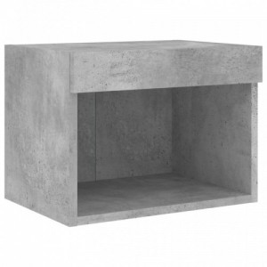 5 darab betonszürke szerelt fa fali TV-bútor LED-del