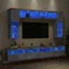 8 darabos betonszürke fali TV-szekrény szett LED-del