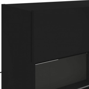 6 darabos fekete falra szerelhető TV-szekrényszett LED-ekkel