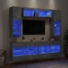 6 darabos betonszürke fali TV-szekrény szett LED-del