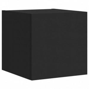 6 darab fekete szerelt fa fali TV-bútor LED-del