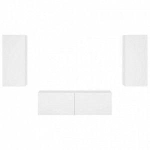 3 darab fehér falra szerelhető TV-szekrény LED-del