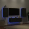 3 darab fekete falra szerelhető TV-szekrény LED-del