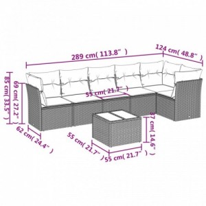 7 részes bézs polyrattan kerti ülőgarnitúra párnákkal