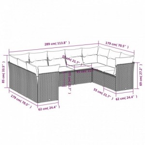 9 részes bézs polyrattan kerti ülőgarnitúra párnákkal