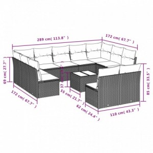 12 részes bézs polyrattan kerti ülőgarnitúra párnákkal