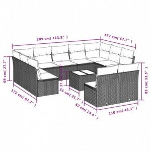 12 részes szürke polyrattan kerti ülőgarnitúra párnákkal