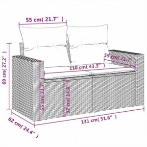 4 részes fekete polyrattan kerti ülőgarnitúra párnákkal