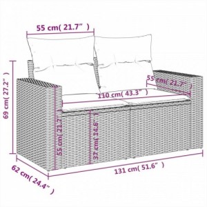 11 részes szürke polyrattan kerti ülőgarnitúra párnákkal