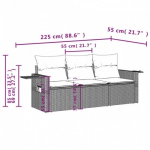 3 részes szürke polyrattan kerti ülőgarnitúra párnákkal