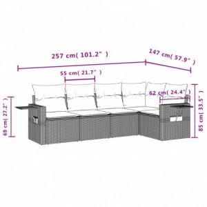 5 részes szürke polyrattan kerti ülőgarnitúra párnákkal