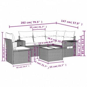 6 részes szürke polyrattan kerti ülőgarnitúra párnákkal