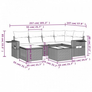 7 részes fekete polyrattan kerti ülőgarnitúra párnával