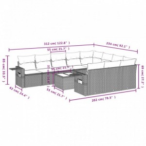 11 részes szürke polyrattan kerti ülőgarnitúra párnákkal