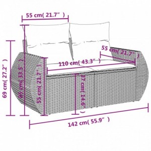 6 részes szürke polyrattan kerti ülőgarnitúra párnákkal