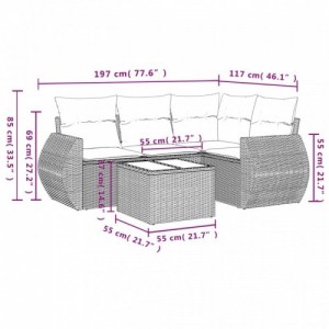 5 részes bézs polyrattan kerti ülőgarnitúra párnákkal