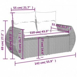 7 részes szürke polyrattan kerti ülőgarnitúra párnákkal