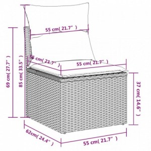 9 részes bézs polyrattan kerti ülőgarnitúra párnákkal