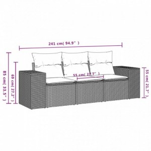 3 részes szürke polyrattan kerti ülőgarnitúra párnákkal