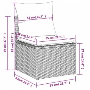 5 részes szürke polyrattan kerti ülőgarnitúra párnákkal