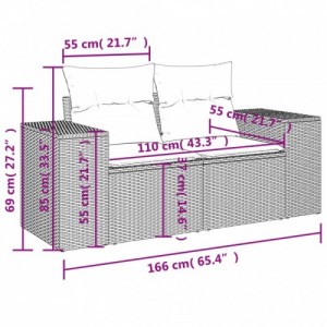 6 részes fekete polyrattan kerti ülőgarnitúra párnákkal