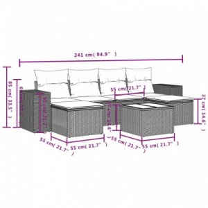 7 részes bézs polyrattan kerti ülőgarnitúra párnákkal