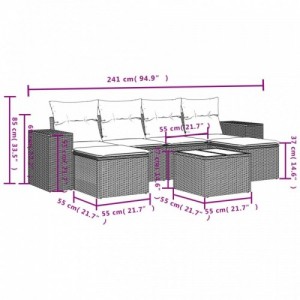 7 részes szürke polyrattan kerti ülőgarnitúra párnákkal