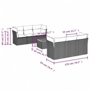 7 részes bézs polyrattan kerti ülőgarnitúra párnákkal