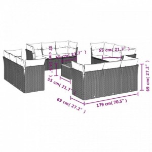 13 részes bézs polyrattan kerti ülőgarnitúra párnákkal