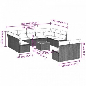 12 részes bézs polyrattan kerti ülőgarnitúra párnákkal