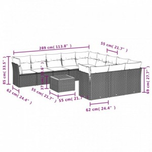 12 részes bézs polyrattan kerti ülőgarnitúra párnákkal