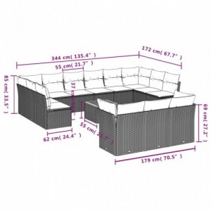 14 részes bézs polyrattan kerti ülőgarnitúra párnával