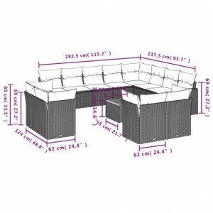 13 részes bézs polyrattan kerti ülőgarnitúra párnákkal