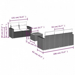 6 részes bézs polyrattan kerti ülőgarnitúra párnával