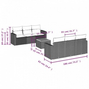 7 részes bézs polyrattan kerti ülőgarnitúra párnákkal