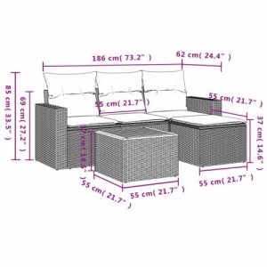 5 részes bézs polyrattan kerti ülőgarnitúra párnákkal