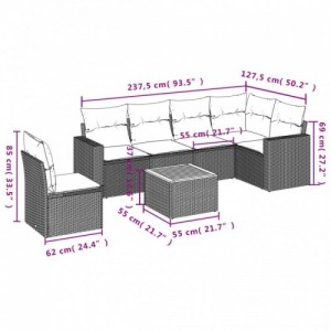 7 részes bézs polyrattan kerti ülőgarnitúra párnákkal