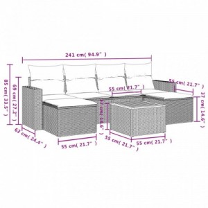 7 részes bézs polyrattan kerti ülőgarnitúra párnákkal