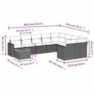 10 részes bézs polyrattan kerti ülőgarnitúra párnával