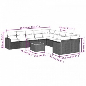 11 részes bézs polyrattan kerti ülőgarnitúra párnákkal