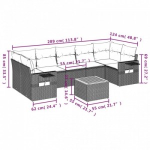 8 részes szürke polyrattan kerti ülőgarnitúra párnákkal