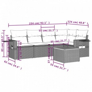 6 részes szürke polyrattan kerti ülőgarnitúra párnákkal