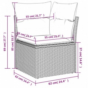 10 részes szürke polyrattan kerti ülőgarnitúra párnákkal