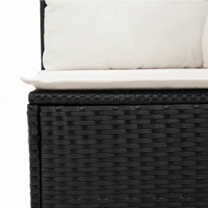 10 részes fekete polyrattan kerti ülőgarnitúra párnákkal