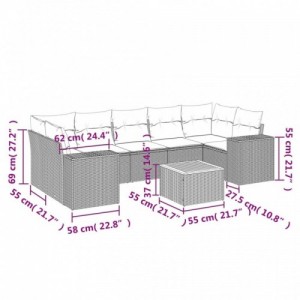 8 részes bézs polyrattan kerti ülőgarnitúra párnával