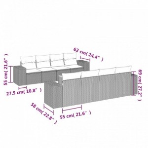 9 részes bézs polyrattan kerti ülőgarnitúra párnákkal